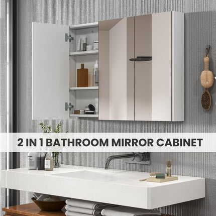 Dreamade Bathroom Medicine Cabinet with Mirror - Extra Large Wall Mounted Cabinet with 3 Frameless Mirrored Doors