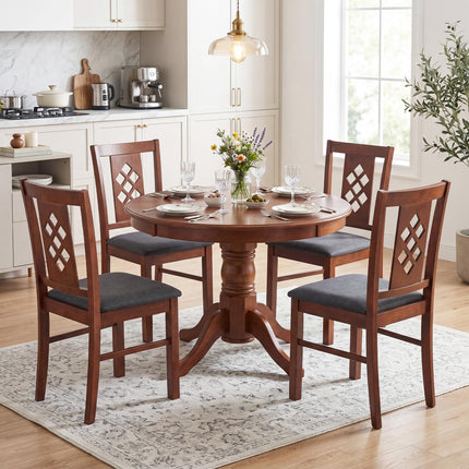 Dreamade Wooden Upholstered Kitchen Chair with Elegant Diamond Back (2/4)