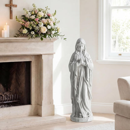 Dreamade Virgin Mary Praying Statue 29.5" | Blessed Mother Outdoor Religious Statue with Rosary Beads