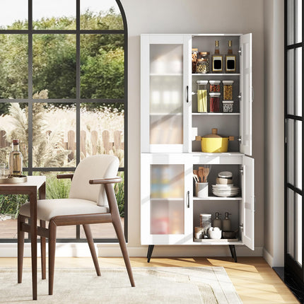 Dreamade Kitchen Pantry Cabinet 70.5" Tall Cupboard with 4 Transparent Doors
