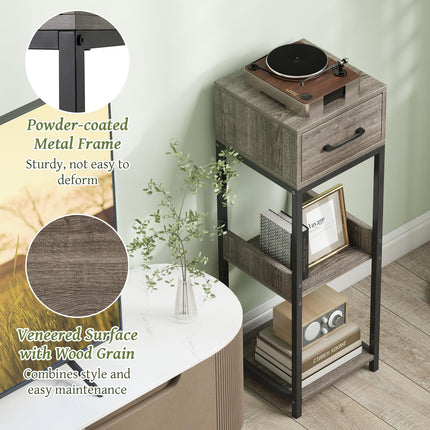 Dreamade 3 Tier Tall Plant Stand Indoor, 36 Inch Corner Plant Holder with Drawer & Metal Frame