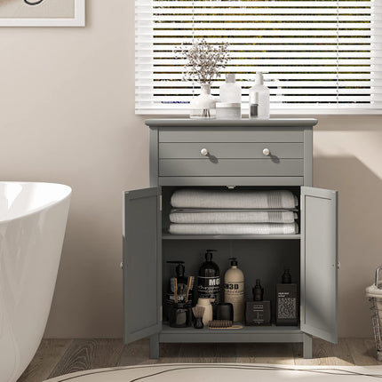 Dreamade Bathroom Storage Cabinet with Drawer - Floor Cabinet with Doors, Adjustable Shelf