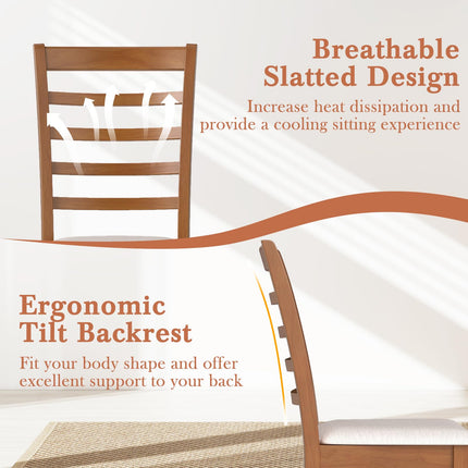 Dreamade Wooden Dining Chair Set of 2 or 4 w/Rubber Wood Legs High Slatted Backrest