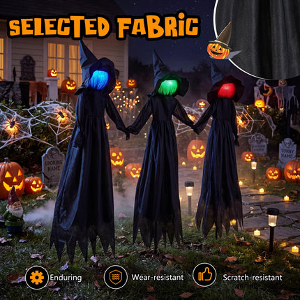 DREAMADE 4.3 ft 3 Pack Halloween Light Up Witches