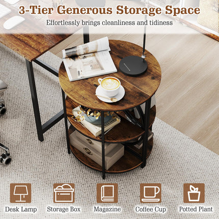 Dreamade Half Round End Table 3-Tier Narrow Side Table(1/2)