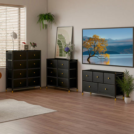 Dreamade Dresser for Bedroom with 5 Storage Drawers - Fabric Dresser Tower with Metal Frame, Fabric Bins