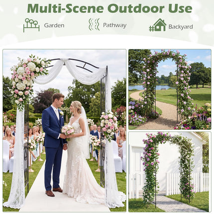 Dreamade Metal Garden Arbor | 7.5 FT Heavy Duty Arch Trellis for Climbing Plants