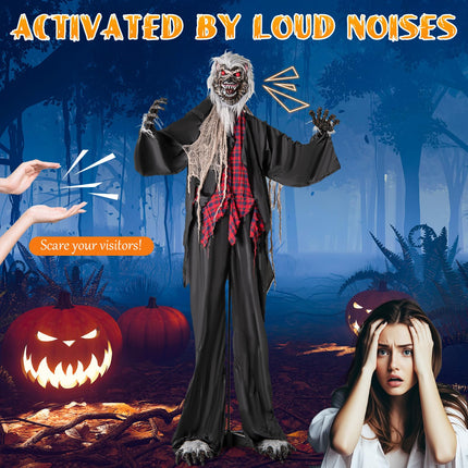 Dreamade 8.2 Ft Halloween Animatronics, Sound-Activated Werewolf with Light-up Eyes & Scary Sounds