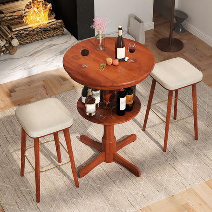 Dreamade 2 Tier Tall Round Dining Table with Pedestal Base