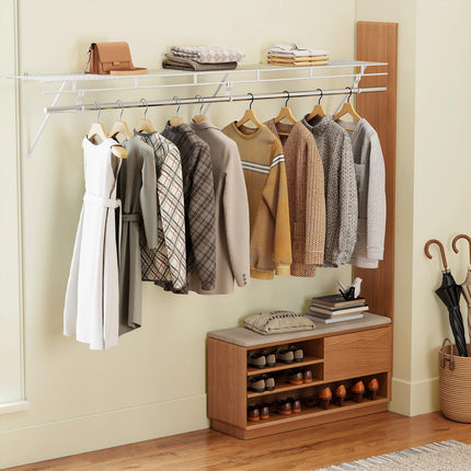 Dreamade 6 ft Wall Mounted Closet Shelf with Hanging Rod