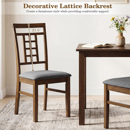 Dreamade Farmhouse Kitchen Chairs with Upholstered Cushioned Seat and Lattice Back