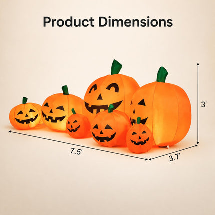 DREAMADE 7.5 FT Halloween Inflatable Pumpkins Blow Up Jack-o-Lantern