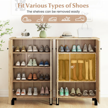 Dreamade Shoe Cabinet with Doors 4-Tier Narrow Shoe Rack Cabinet