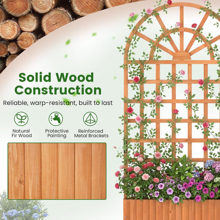 Dreamade Wooden Raised Garden Bed with Trellis 71" Outdoor Planter Box Privacy Screen
