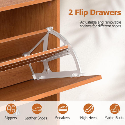 Dreamade Shoe Storage Cabinet with 2 Flip Drawers