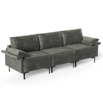 Dreamade 3-Seat Sectional Sofa Couch, 100.5" L Convertible Sleeper with USB Port & Outlet