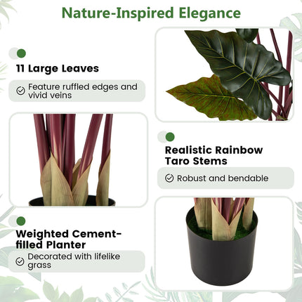 Dreamade 63" Tall Fake Pre-Potted Plant w/ 11 Faux Leaves & Bendable Stems