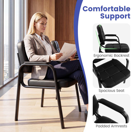 Dreamade Leather Office Reception Chairs with Padded Armrests