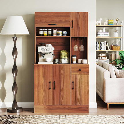 Dreamade 66" Kitchen Pantry Cabinet with Charging Station for Dining Room Living Room