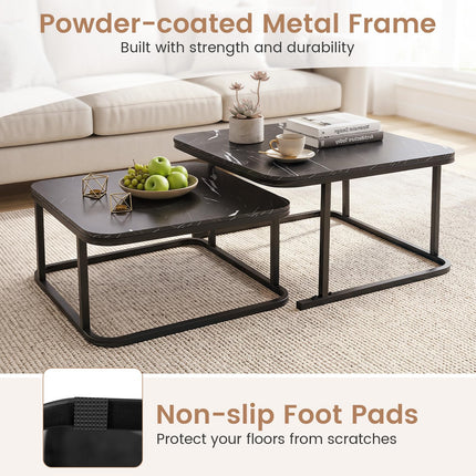 Dreamade Nesting Coffee Table Set of 2 with Metal Frame