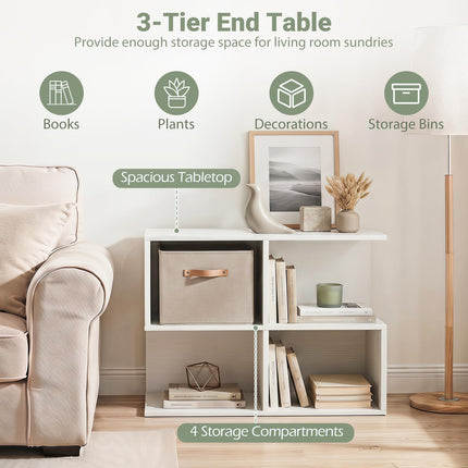 Dreamade 17" Modern S-Shaped 4-Cube Couch End Sofa Side Table with Storage (1/2)