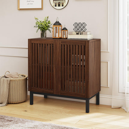 Dreamade Sideboard Buffet Cabinet | 32" Farmhouse Coffee Bar with Slatted Doors