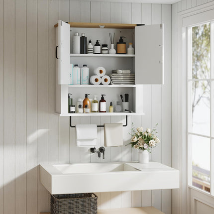 Dreamade Above Toilet Bathroom Wall Cabinet with Towel Bar