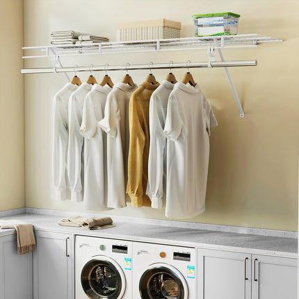 Dreamade 4 ft x 12” Metal Wire Storage Shelf & Clothes Rod Organizer