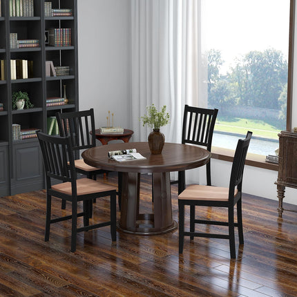 Dreamade Wooden Dining Chairs Set of 4, Farmhouse Kitchen Chair with Rubber Wood Legs