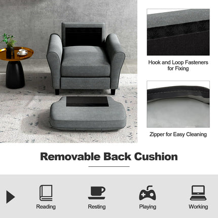 Dreamade Modern Mid-Century Accent Chair - Linen Living Room Chair with Tufted Back, Grey