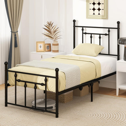 Dreamade Twin Bed Frames with Headboard and Footboard, Victorian Style Twin Platform Bed