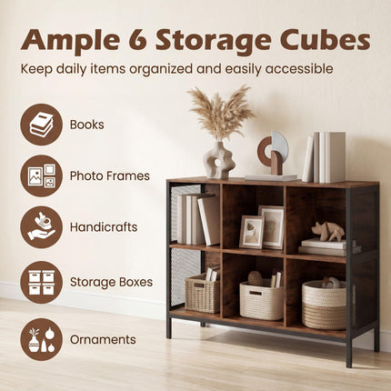 Dreamade Industrial Accent 42" Wide Bookcase with 6 Cubes