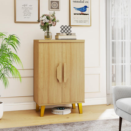 Dreamade Sideboard Buffet Cabinet, Kitchen Storage Cabinet with Double Doors & Removable Shelves (Natural Oak,1)