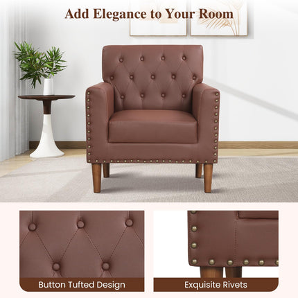 Dreamade Mid Century Modern Accent Chair with Button Tufted Decoration and Rivets