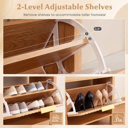Dreamade Shoe Storage Bench with 2 Flip Drawers for Entry Way