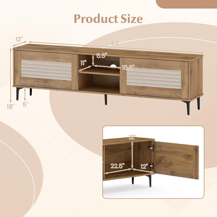Dreamade Mid Century Modern TV Stand for 55-65 Inch TV Waveform Fluted Entertainment Center