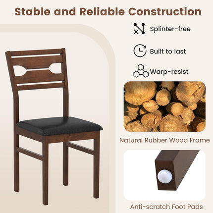 Dreamade Wooden Dining Chairs Set of 2/4 PU Leather Upholstered Kitchen Armless Chair