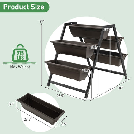 Dreamade Set of 2 Vertical Raised Garden Bed, 5 Planter Boxes Container w/ Drainage Holes