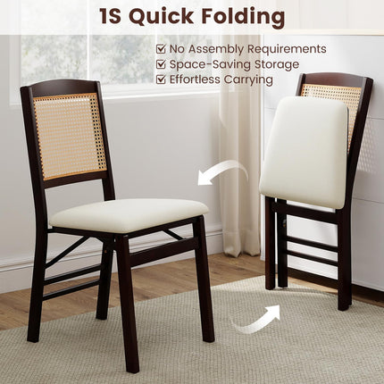 Dreamade Folding Dining Chairs Set of 2/4 Rubber Wood Chairs with Linen Padded Seat