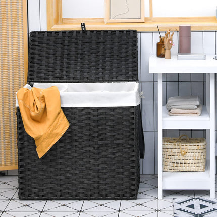 Dreamade Laundry Hamper w/Wheels, 3 Section Hamper 125L w/2 Removable Liner Bags