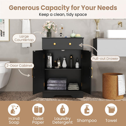 Floor Storage Cabinet with Doors Modern Buffet Sideboard with Drawer and Adjustable Shelf