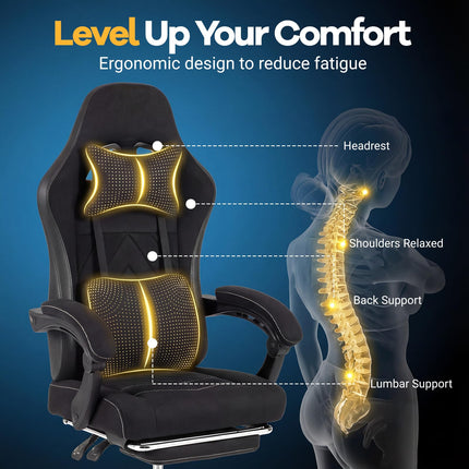Dreamade Gaming Chair Height Adjustable Computer Chair with Headrest Lumbar Support Linkage Armrests