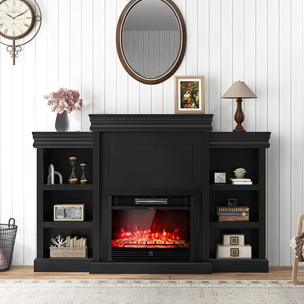 Dreamade Electric Fireplace TV Stand - 1500W Electric Fireplace Inserts with 3 Flame Colors