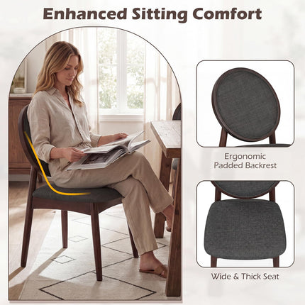 Dreamade Set of 2/4 Upholstered Linen Fabric Kitchen Side Chairs with Padded Seat