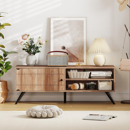 Dreamade Mid-Century Modern Entertainment Center with Storage Cabinet