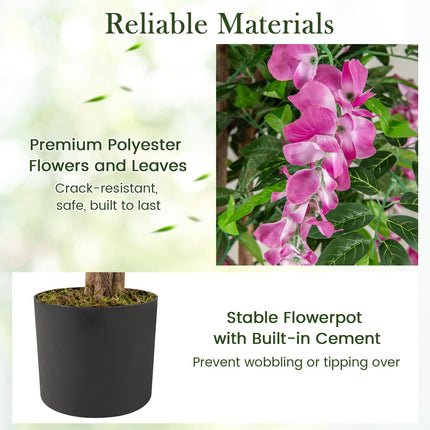 Dreamade 5.5FT Faux Wisteria Tree in Nursery Pot with Blooming Flowers