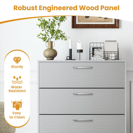 Dreamade Storage Cabinet with 4 Drawers, Metal Legs & Handles, Anti-Toppling Devices, Tall Cabinet