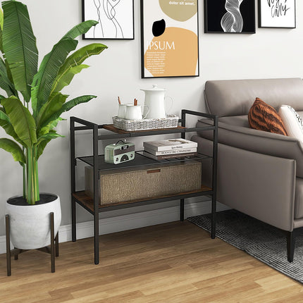 Dreamade 3-Tier Storage Rack, 24" Compact Shelving Unit Storage Shelves with Unique Removable Panel for Different Heights
