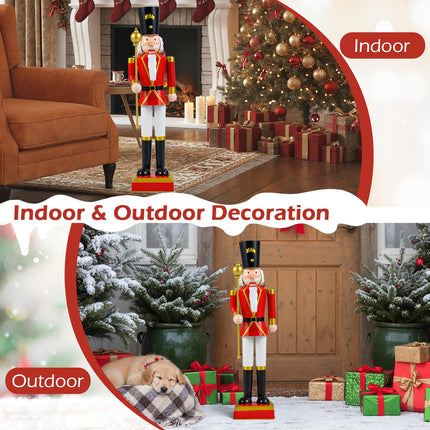 Dreamade 32.5 Inch Christmas Nutcracker with High Hat and Beautiful Scepter