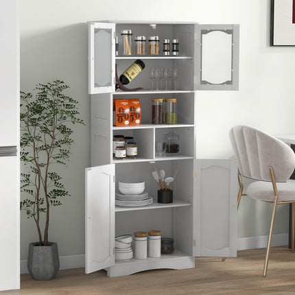 Dreamade 58.5" Tall Storage Cabinet - Pantry Cabinet with Tempered Glass Doors, Adjustable Shelves